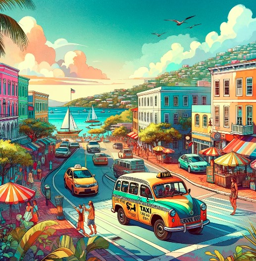 colorful taxies in St Thomas