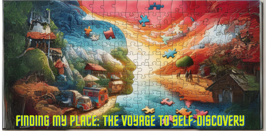 n image depicting the journey of self-discovery, with interconnected puzzle pieces symbolizing the various aspects of identity and the search for connection and belonging